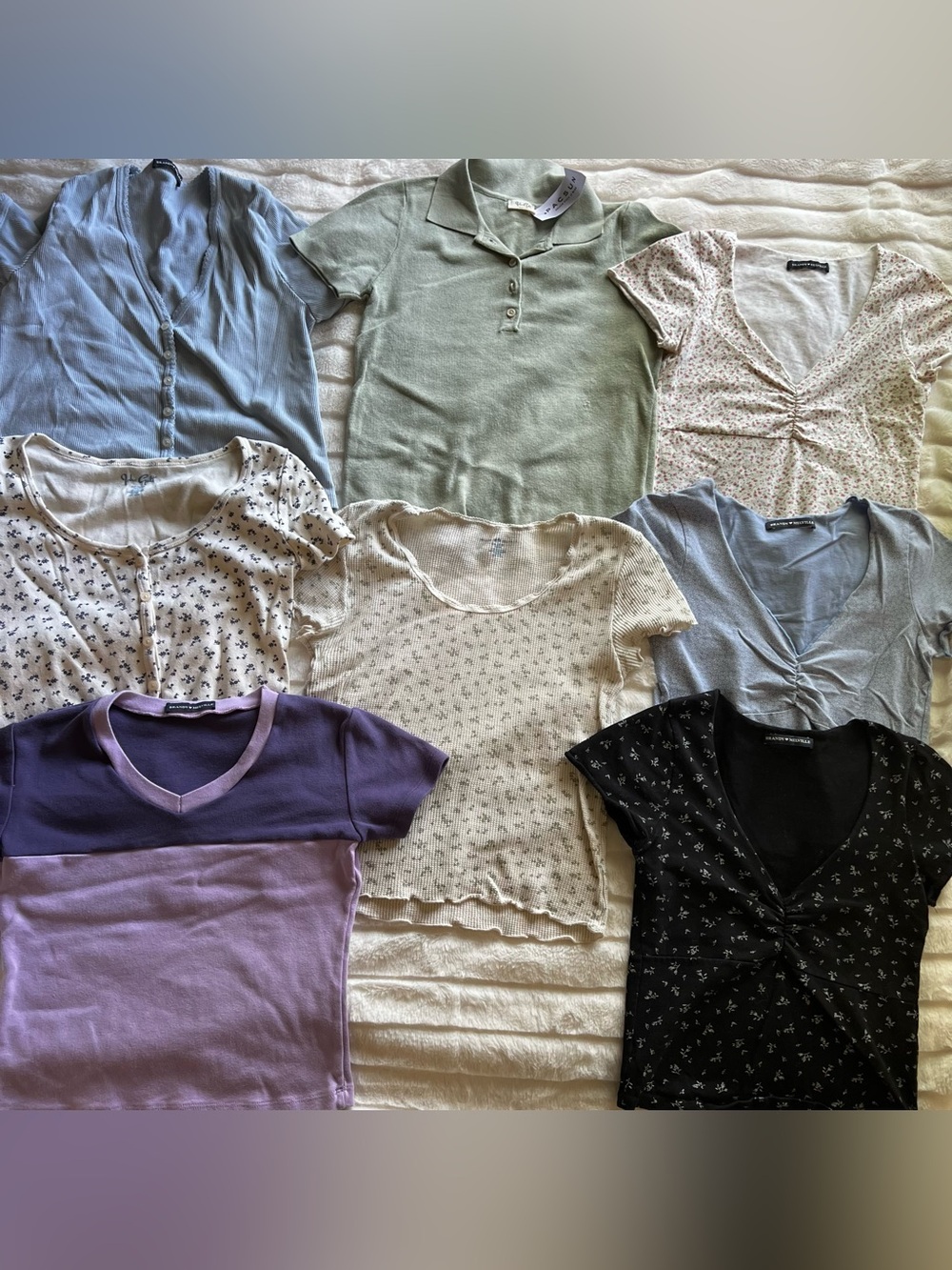 Brandy Melville Mixed Pastel & Black Short Sleeve Tops Lot